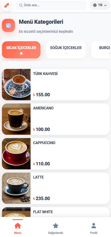 QR menü müşteri ekranı