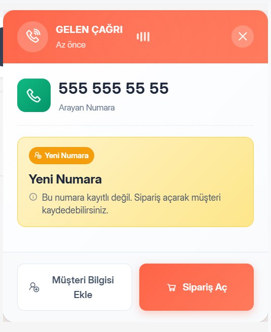 Telefon çaldığında ekranda beliren gelen çağrı kartı